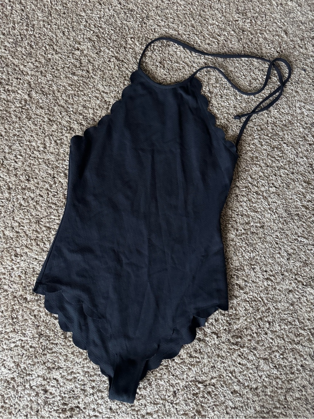 MARYSIA Mott Scalloped Halter Maillot One Piece Swimsuit Black - Picture 2 of 11